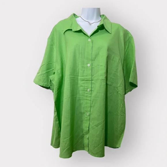 H&M pretty green button up shirt - Picture 1 of 8